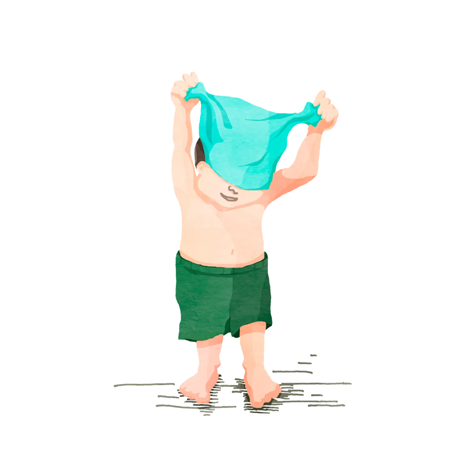 着替えをする男の子のイラスト