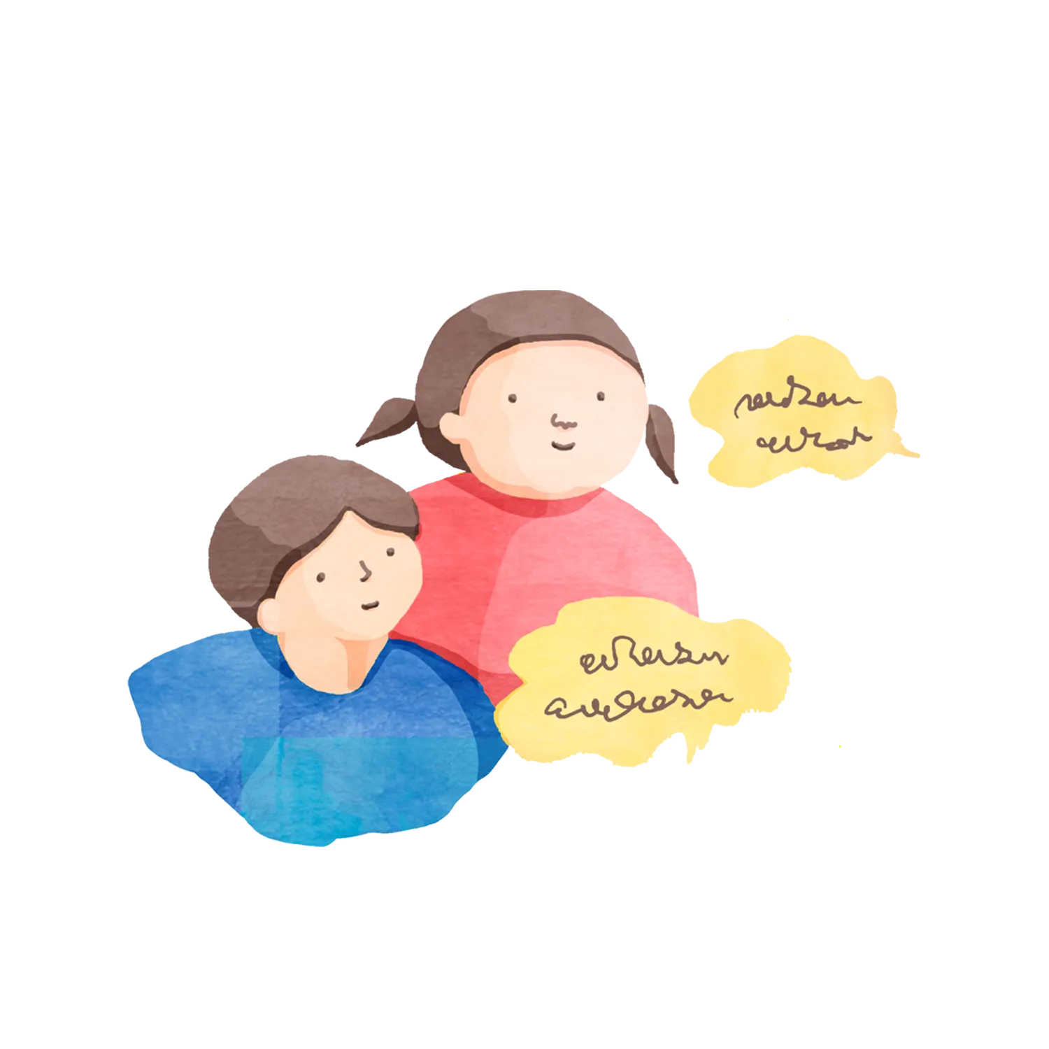 話を聞く男の子と女の子のイラスト