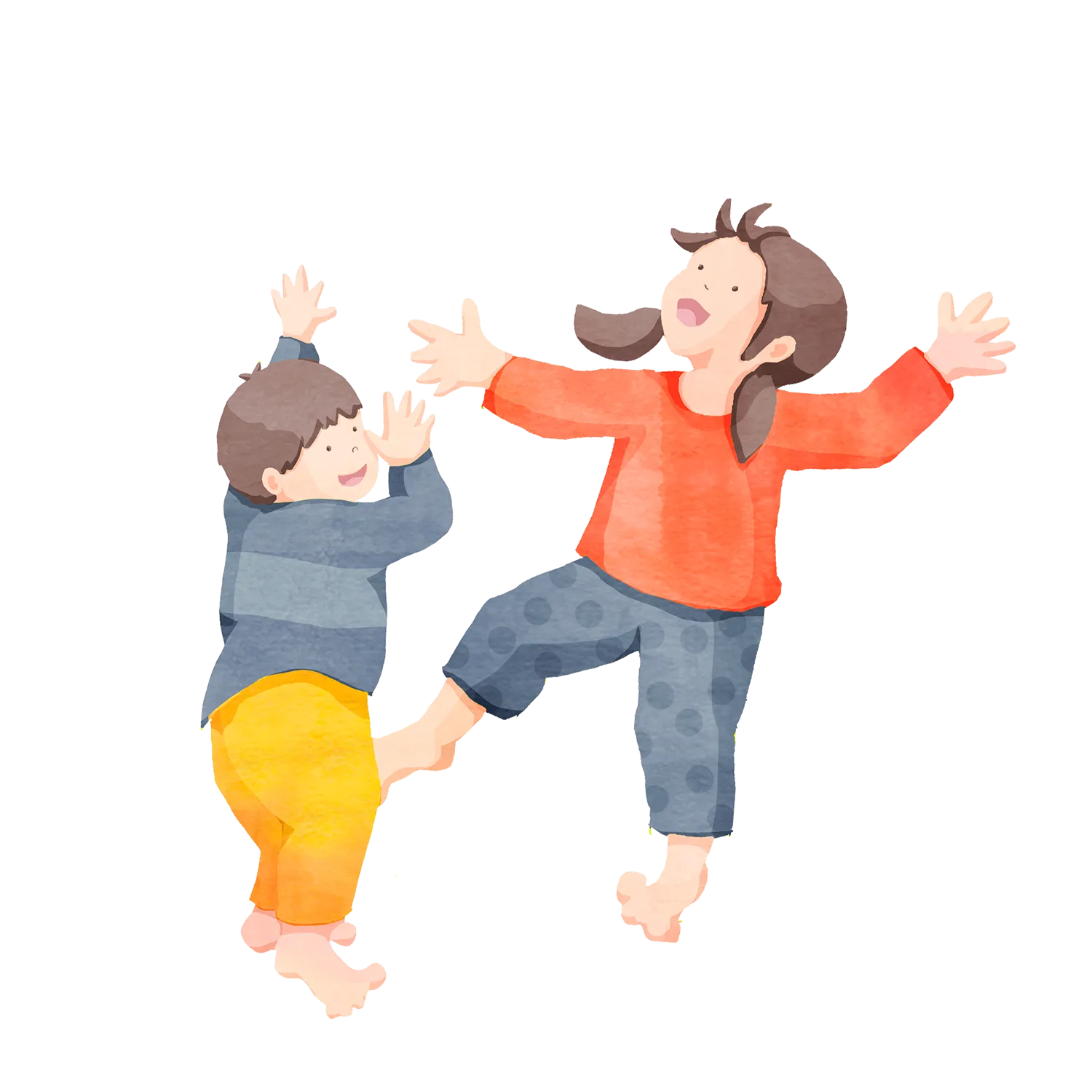 踊る女の子と男の子のイラスト